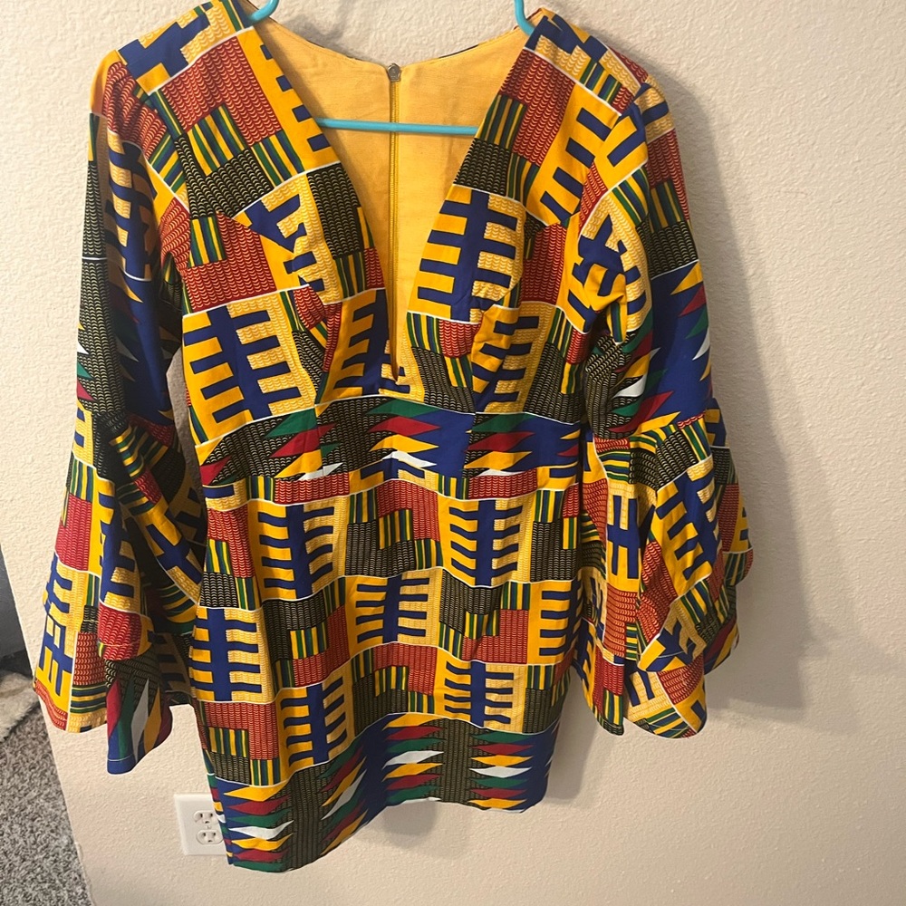 Custom made African print dress. Never warn. Size US 4